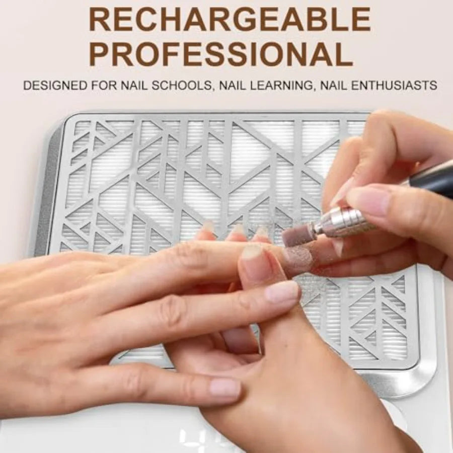 Cordless Nail Dust Collector Rechargeable Professional Dust Collector Nail Tech Vacuum Fan Dust Collector for Acrylic Nails