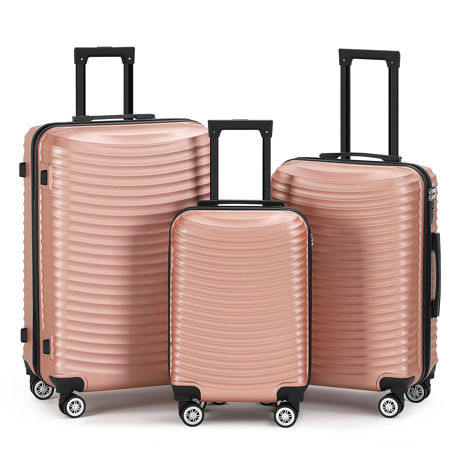 3-Piece ABS Hardshell Luggage Set w/TSA Lock - 28in Large Suitcase with Silent 360° Spinner Wheels, Check-In Travel Suitcase