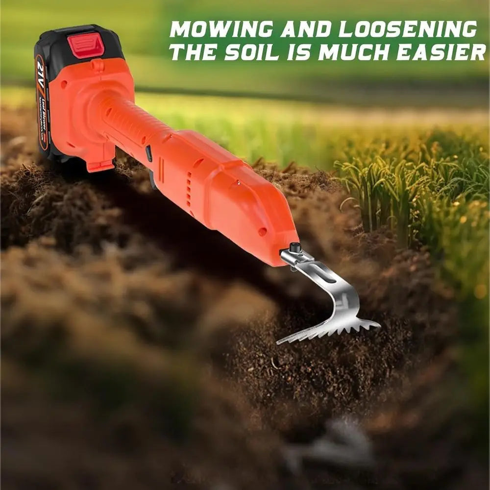 Telescopic Pole Cultivator with Rechargeable Lithium Battery, 2-in-1 Garden Tool for Soil Tilling and Weed Removal