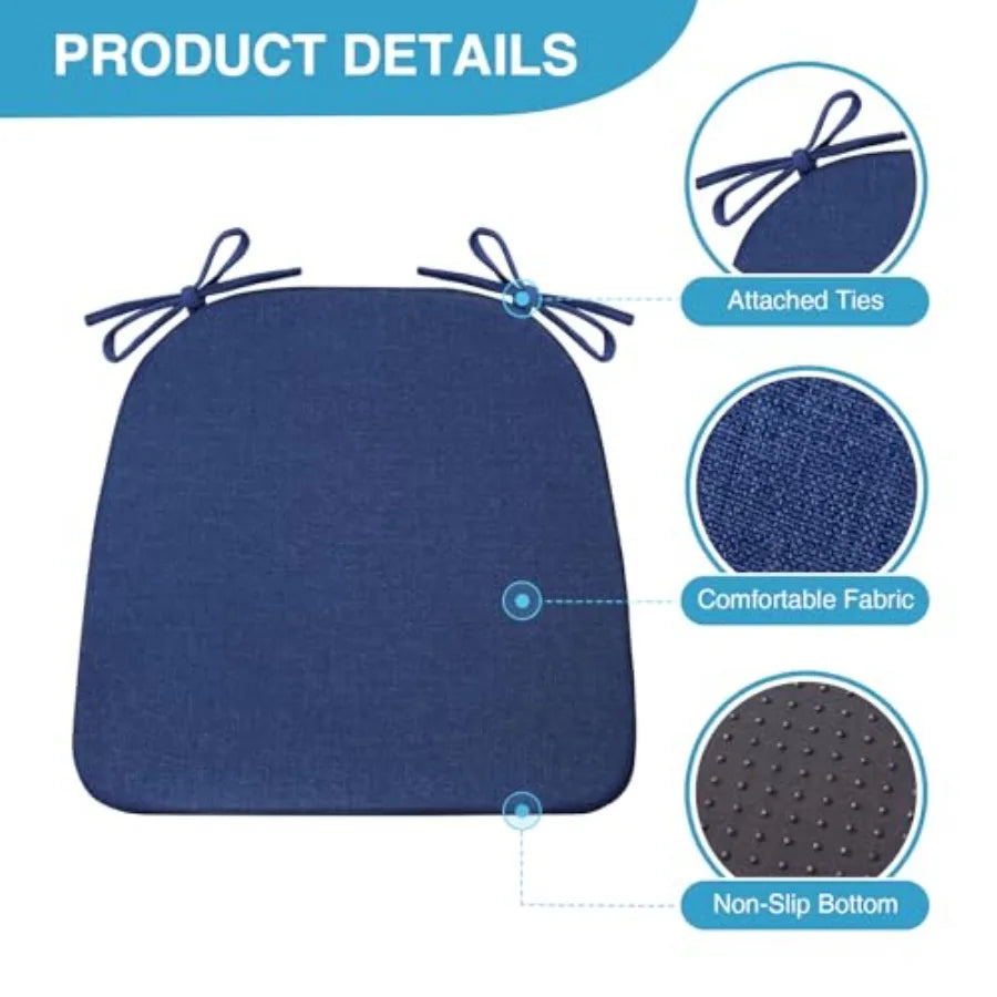 Chair Cushions for Dining Chairs Set of 4 Non Slip Kitchen Chair Pads 17" x 16" x 2" Indoor Dining Chair Cushions with Ties D-S