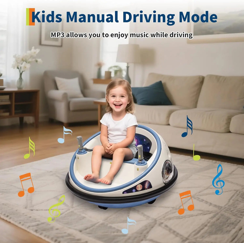 12V Kids Electric Bumper Car with Parent Remote Control, 360° Spinning & Music, 2 Speed Modes, Safety Belt Ride On Toys for Kids