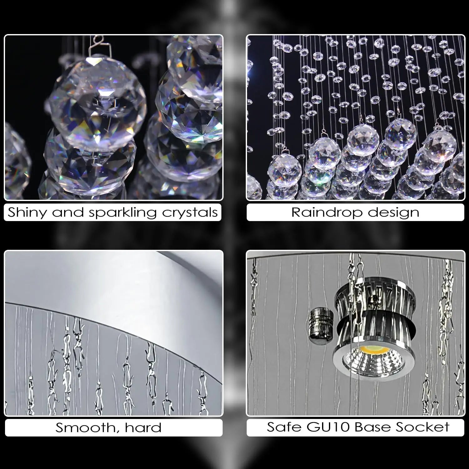 31.5'' Rectangular Linear Crystal Chandelier for Kitchen Island, 6-Light GU10 Hanging Pendant Light, Height Adjustable K9 Crysta