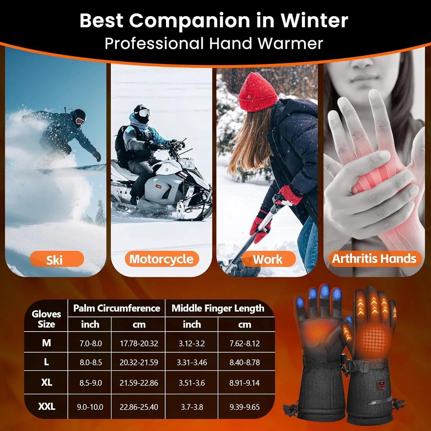 Heated Gloves for Men Women, 7.4V Rechargeable Electric Gloves, Touchscreen Waterproof Winter Ski Hunting Hiking Gloves