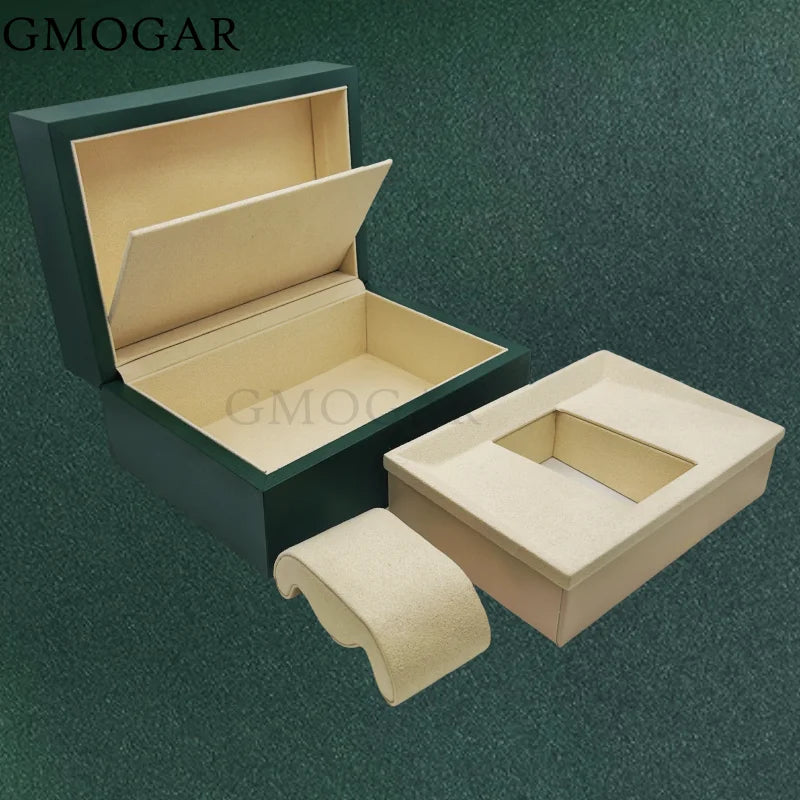 New Green Wooden Single Watch Display Case Bracelet Storage Organiser Box for Valentine Day Birthday Microfiber flannel No Logo