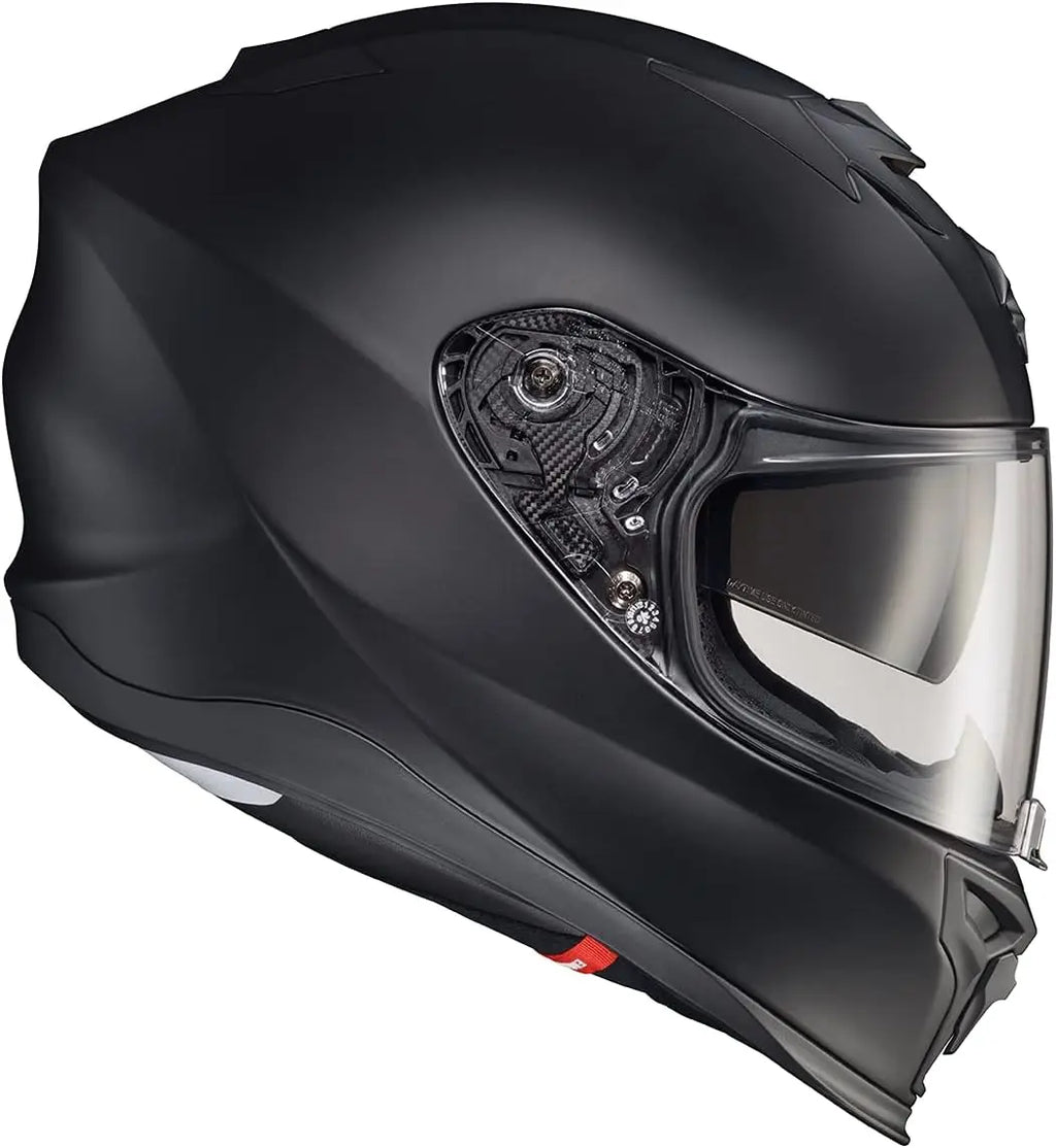 Full Face Touring Motorcycle Helmet with Bluetooth Ready Speaker Pockets DOT ECE Approved Solid (Matte Black-X-Small)