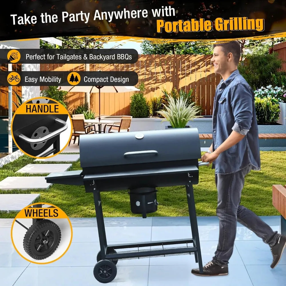 Luxurious Outdoor Barrel BBQ Grill with Side Table - High-End Smoker Combo for Backyard Grilling