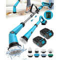 1500 RPM Battery Electric Spin Scrubber with Handle, 8 Replaceable Shower Scrubber amp 2 Battery Powered Cleaning Brush with Dis