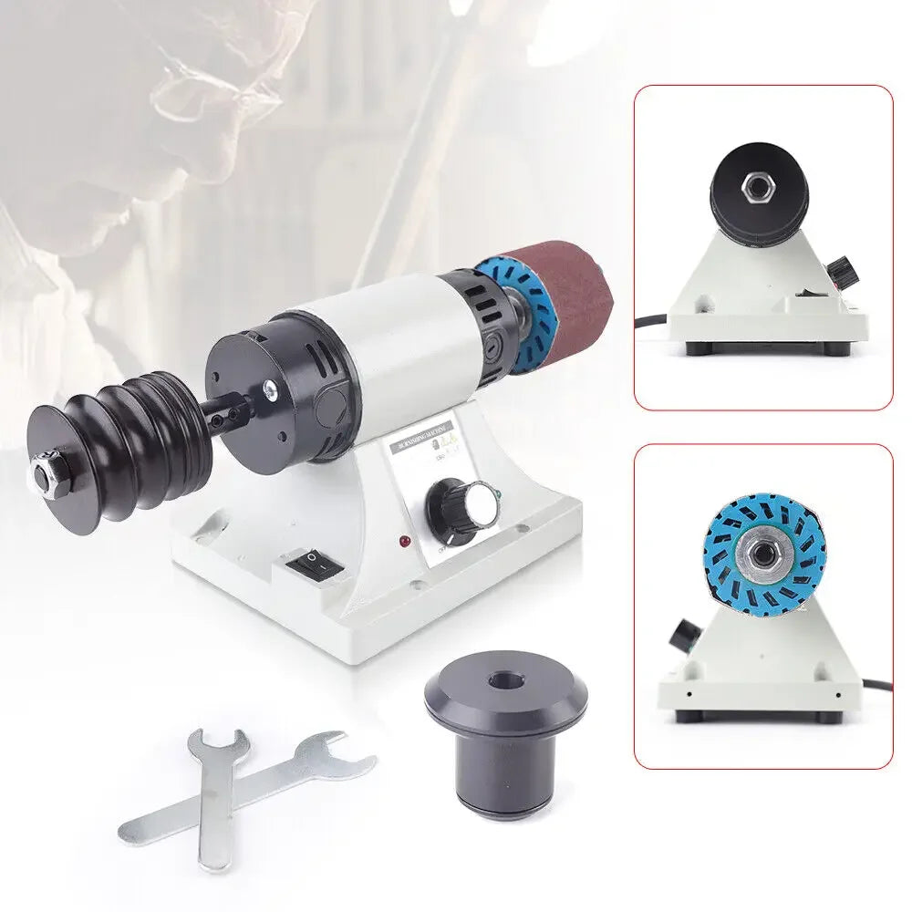Electric Leather Edge Burnishing Machine, Leather Polishing Grinder Sanding Tool with Adjustable Grinding Head Speed 0-8000RPM