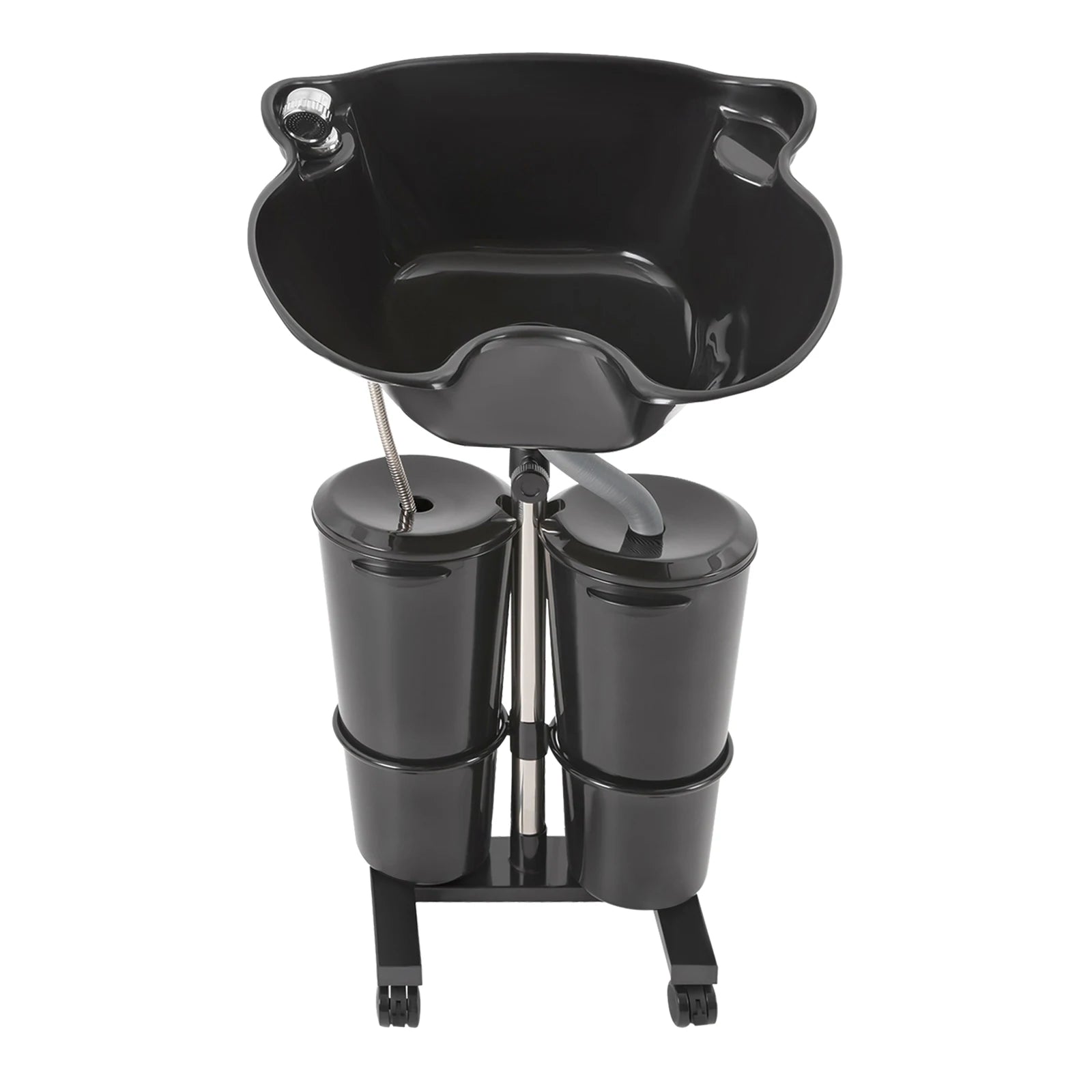 Portable Shampoo Basin with 2-Buckets Mobile Hair Wash Basin Height Adjustable For Salon Spa