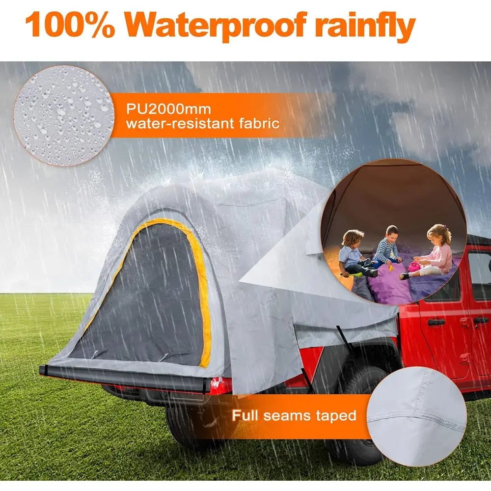 Jeep Truck Bed Tent for Pickup, 2-Person Tacoma Tent, Waterproof Double Layer with Rainfly, Full-Size Compact PU2000mm