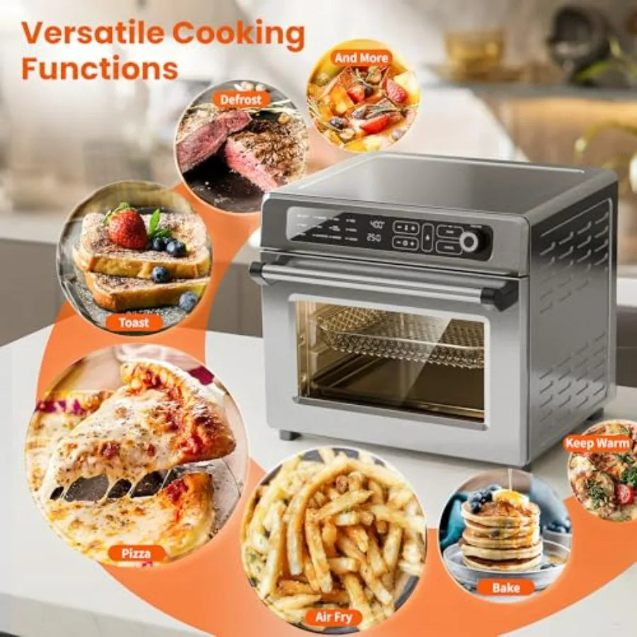 25QT Air Fryer Toaster Oven Combo 12-in-1 Large Convection Airfryer Oven with 70450 Temperature Control 60-Minute Timer Bake Ro