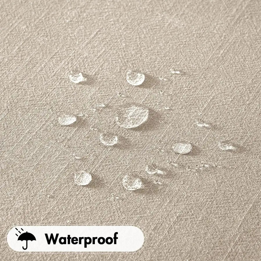 Natural Linen Cotton Blend Tablecloth Rectangle, Luxury Waterproof Stain Resistant Durable Farmhouse Oblong Table Cloth for Dini