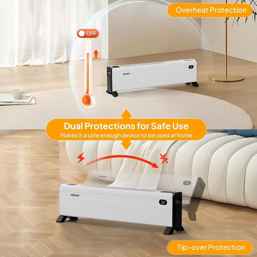 32'' Electric Baseboard Heater with Remote Timer 1500W Convection Space Heater w/Adjustable Heating Modes Touch Panel Overheat