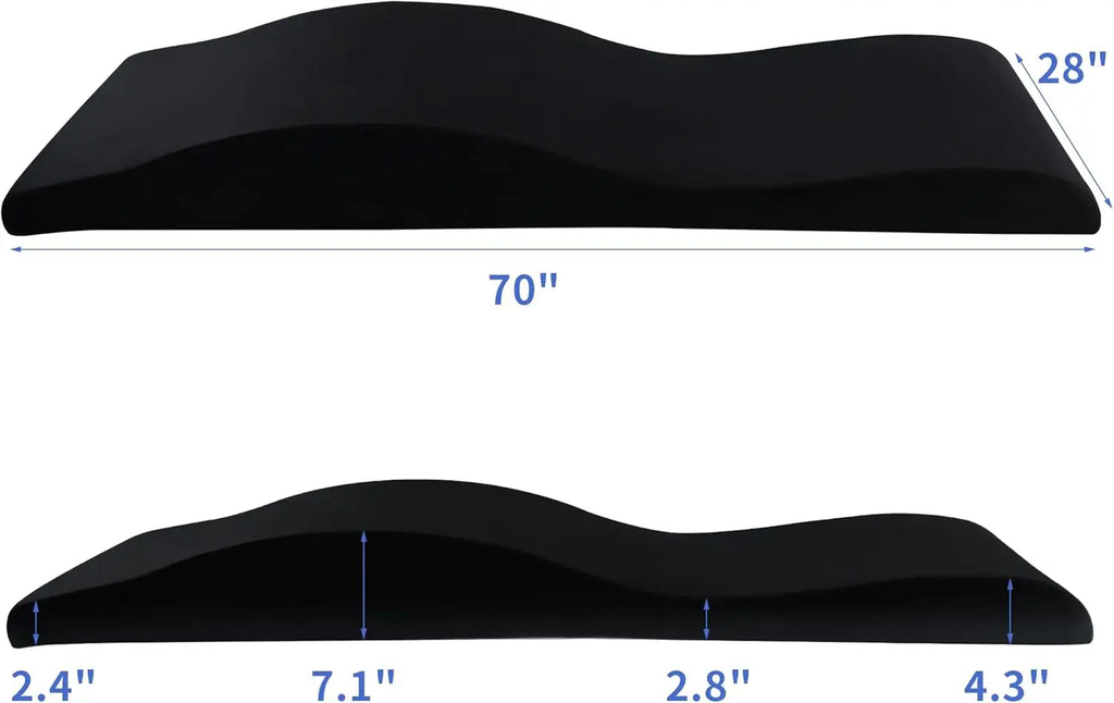 Ergonomic Curvy Foam Massage Bed Mattress Topper with Removable Velvet Cover, Non-Slip Lash Cushion for Beauty Salon, Black