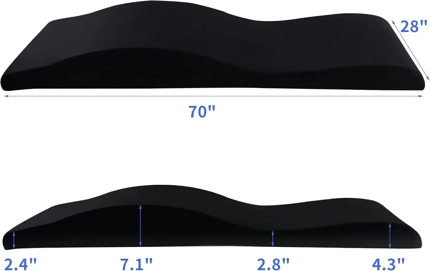 Ergonomic Curvy Foam Massage Bed Mattress Topper with Removable Velvet Cover, Non-Slip Lash Cushion for Beauty Salon, Black