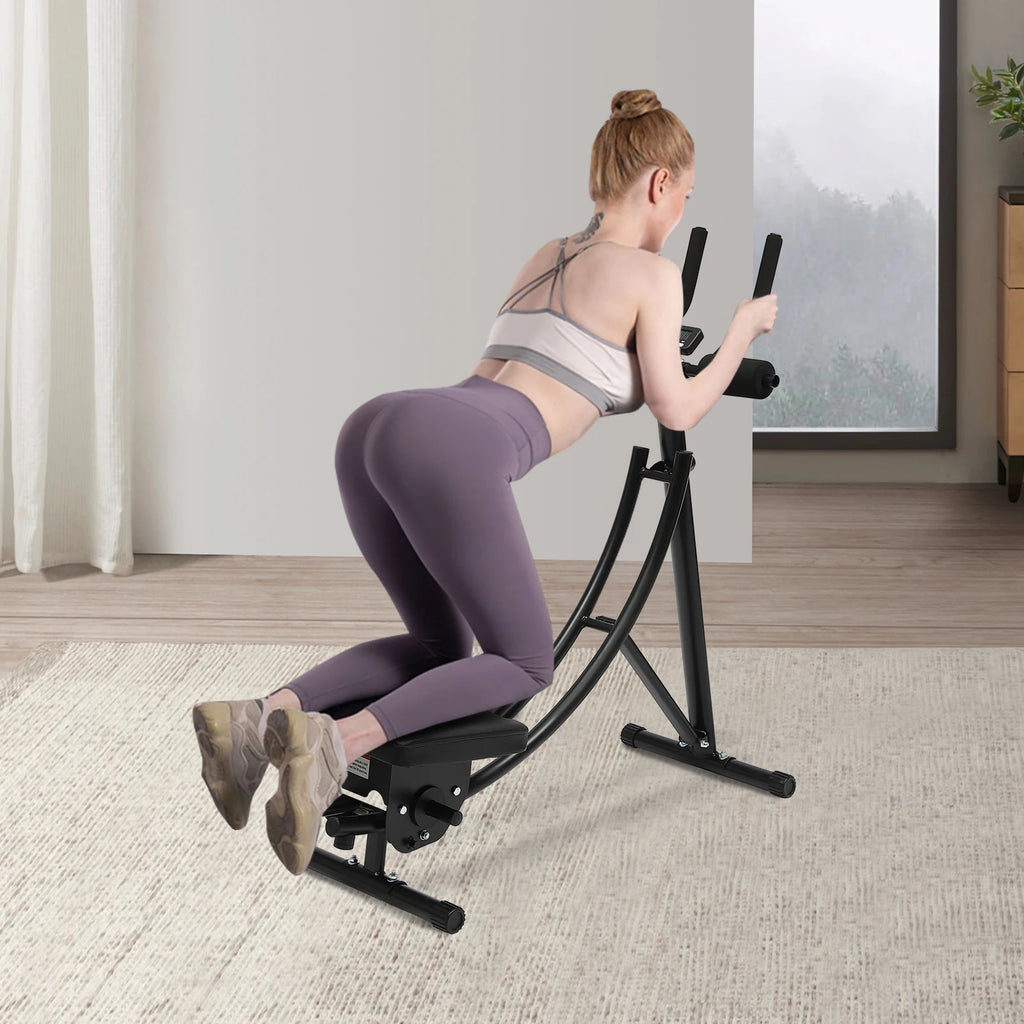 Core Workout with LED Display, Less Stress on Neck Back Shoulders, Silent Roller Design, Foldable Ab Exercise Machine for Home