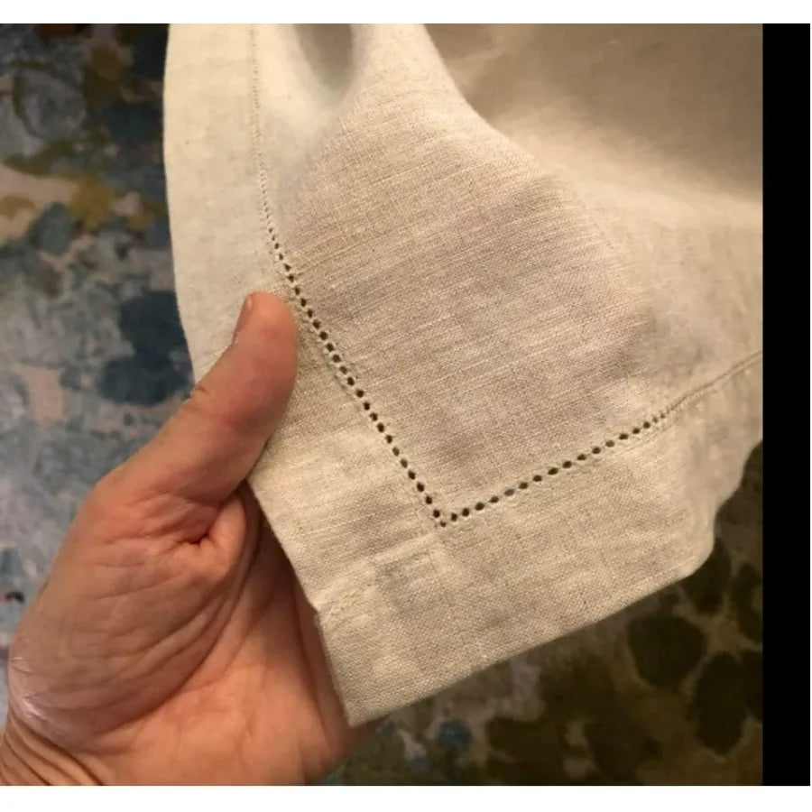 Pure Linen Hemstitch Tablecloth,100% Stonewashed French Linen tablecloths for Kitchen Dining Rectangle Tables,60x120Inch Machine