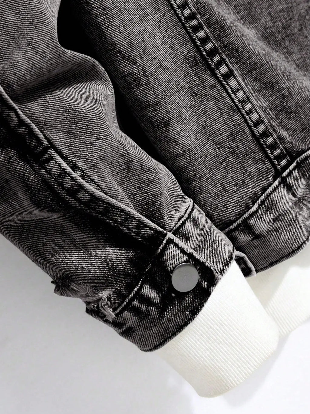 Men's Distressed Ripped Denim Jacket with Button Front, Casual Long Sleeve