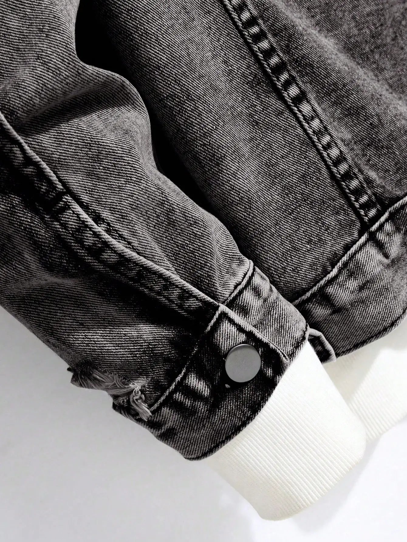 Men's Distressed Ripped Denim Jacket with Button Front, Casual Long Sleeve