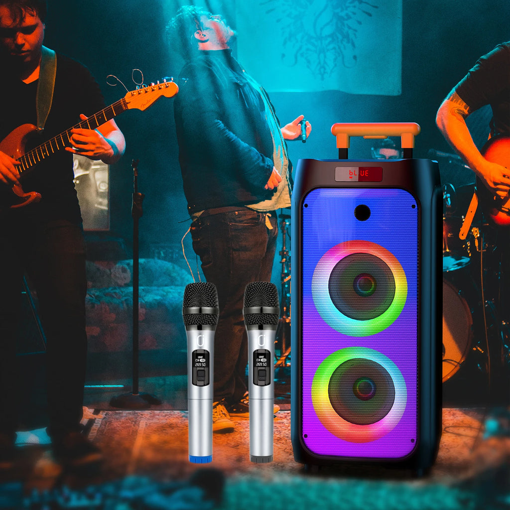 Karaoke Machine, Portable Bluetooth Speaker with 2 Wireless Karaoke Microphones, Karaoke Machine for Adults Kids for Home Party