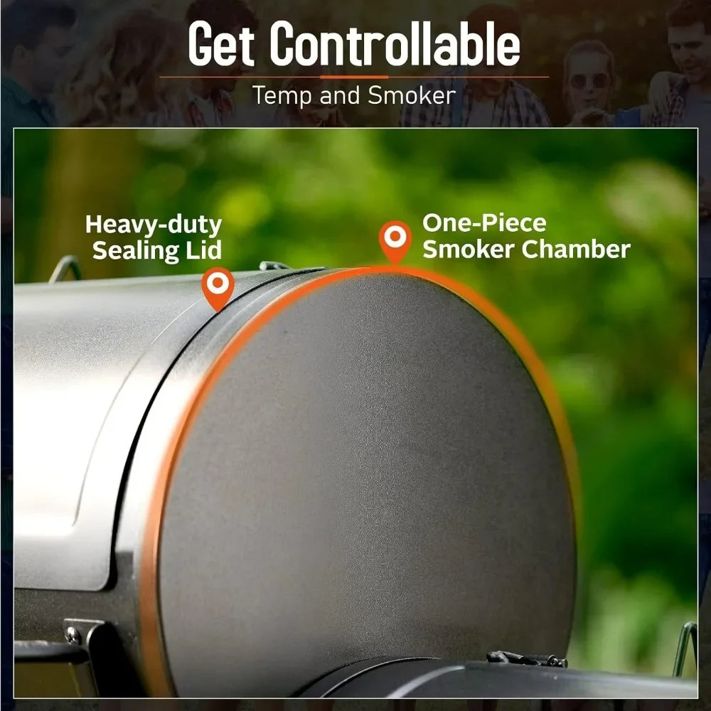 BBQ Grill, Charcoal Grill with Offset Smoker, Outdoor BBQ Grill Offset Charcoal Smoker for Patio, Garden, Picnics, Camping