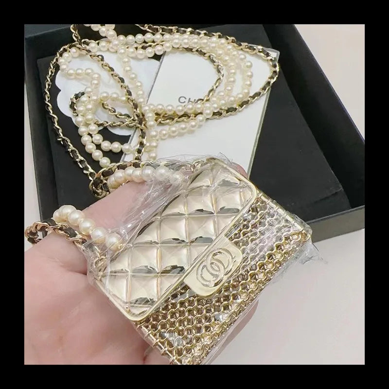 Internet Celebrity Star Same Pearl Bag Letter Crossbody Chain High Sense Long Necklace